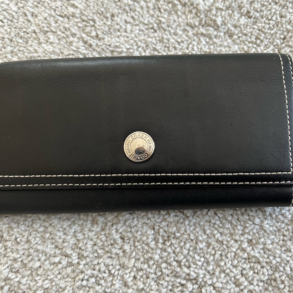 Coach black trifold wallet
